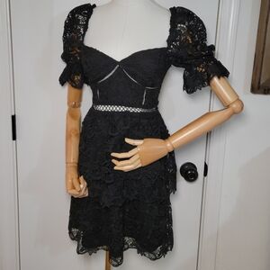 Bardot Black Charlotte Lace Mini Dress Size 2 Cocktail Date Night Elegant Dress